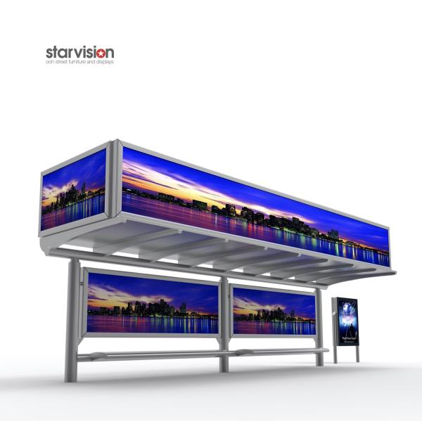 Buy cheap Simple Elegant 1600mm High Smart Bus Shelter With Outdoor Advertising Light Box from wholesalers