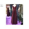 Buy cheap Sleeveless Burgundy A Line Ball Gown Backless Top Lace Beading Tull Fabric from wholesalers