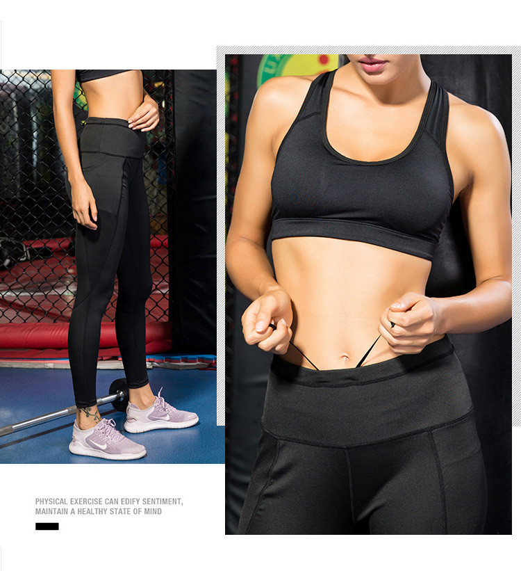 High performance fabric sportswear side pocket design moisture yoga sports leggings