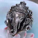 Retro Elephant Style Thai Sterling Silver Men Ring (056250)