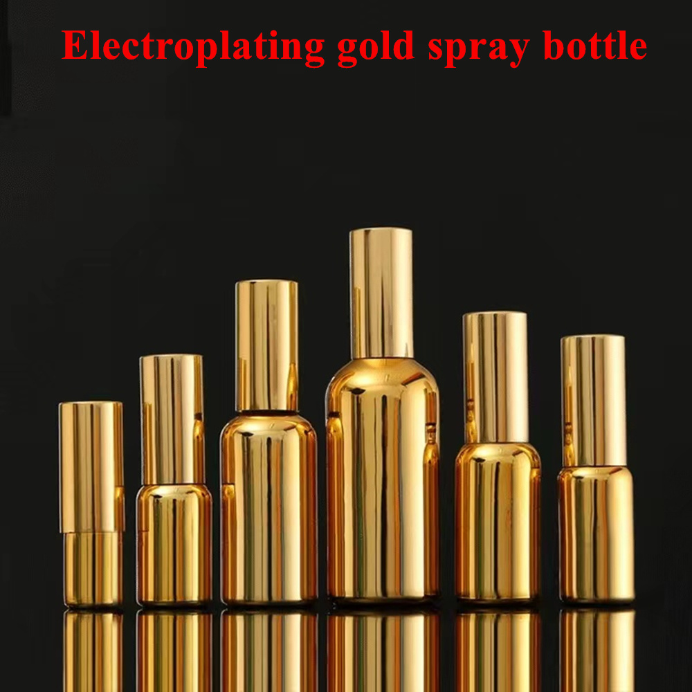 30ml 50ml Electropplating Gold Silver Glass Spray Cosmetics Bottle Gold Essential Oil Bottle