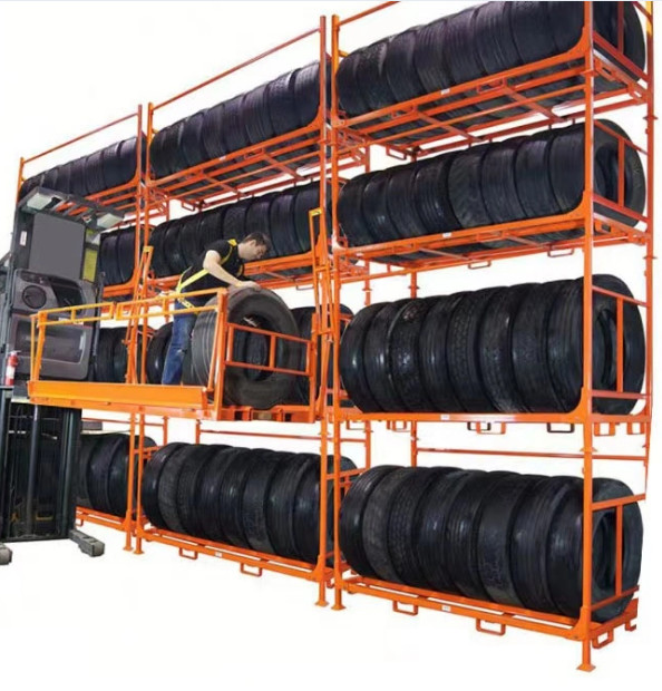 Heavy Duty Powder Coated Stackable Racks With 4 Posts And 4 Layers