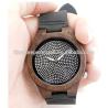 Buy cheap Black Natural Bamboo Wooden Watch Genuine Brown Leather Strap Full Diamond Dial Japanese Quartz Movement Men Casual Watch from wholesalers