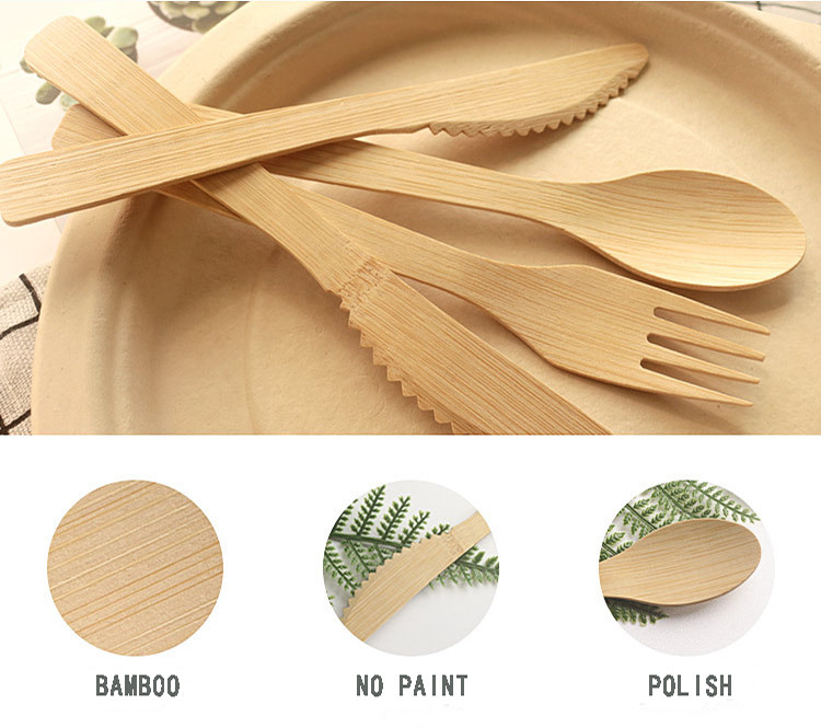 170mm Bamboo Cutlery Set Disposable Utensils Set Biodegradable Wrapped Cutlery For Party Wedding