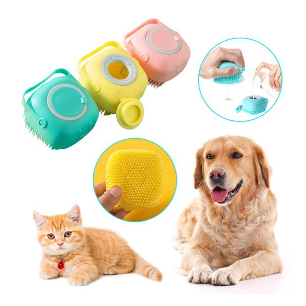 Buy cheap Blue Pink Shampoo Dispensing Brush Silicone Dog Bath Brush Custom from wholesalers