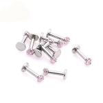 Internally Threaded Labret Piercing Jewelry with Prong Set Gem Top