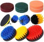 15 Pieces PP Drill Cleaning Brush Steel Handle Electric Drill Brush Cleaning Kit