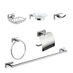 Wholesale Square Matte Black Bathroom Hardware Set 6 Piece Chrome Towel Bar Set from china suppliers