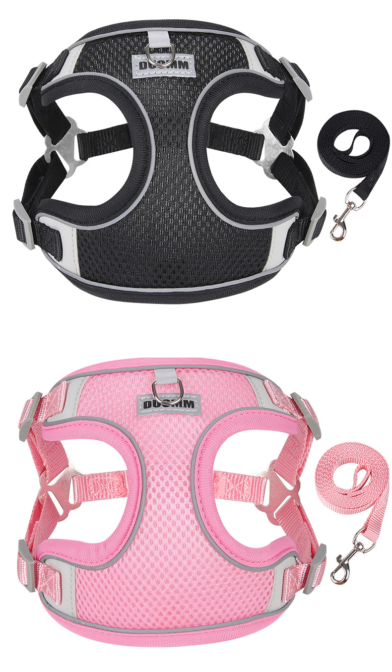Pet Reflective Adjustable Harness Dog Breathable Mesh Harness And Leash Set