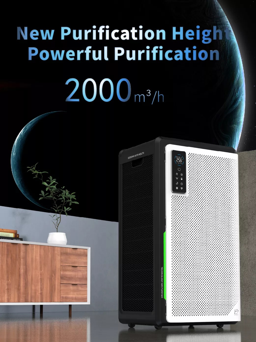 2022 Top Rated High CADR Wall Mounted Medical Commercial Office Home H13 H14 HEPA Filter Air Purifier