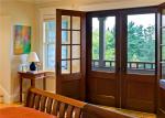 Durable Interior Solid Wood Doors Customized Size / Color With Tempered Glass