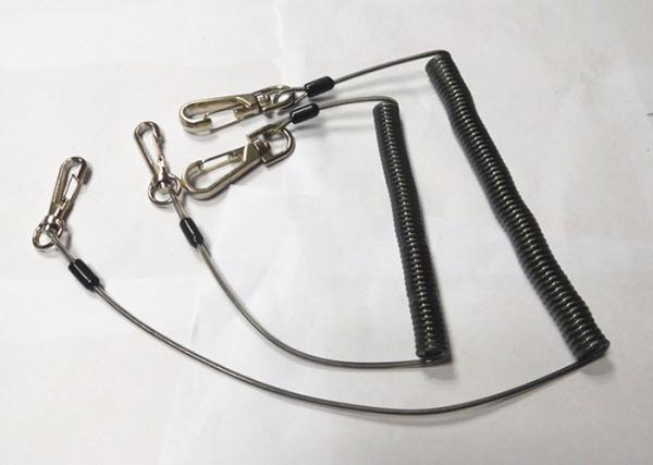 Quality Translucent Black Steel Spring Coil Lanyard Leashes w/Delux Swivel Claw 2pcs for sale