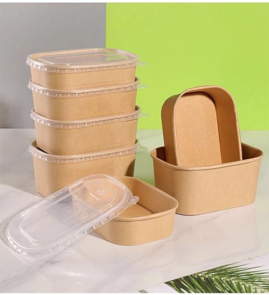 Buy cheap Takeaway Food Grade Kraft Paper Container Tray Rectangular Kraft Paper Food Box from wholesalers