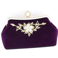 Buy cheap Purple Velvet Fabric Evening Clutch Bag For Women Flora Diamond Decoration OEM product