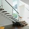Buy cheap American Standard Stair Single Mono Steel Beam Steel Glass Railing Wood Step Stair from wholesalers