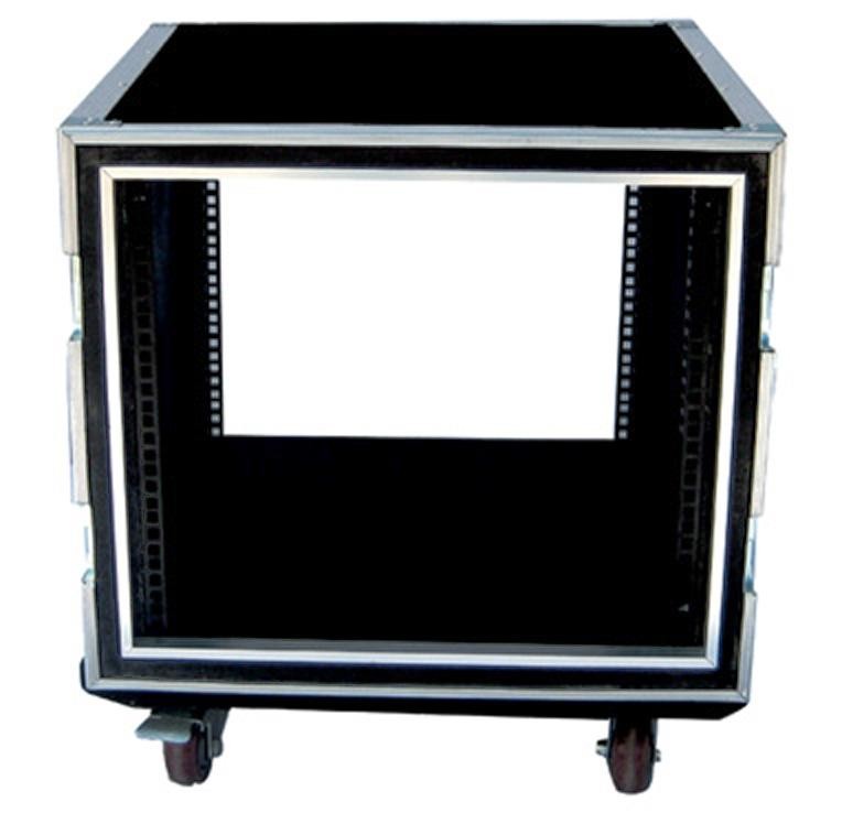 Solid 9mm Thickness Plywood Black 10 Amplifier Rack Flight Case