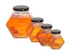 Buy cheap 250ml-750ml Glass Honey Jars With Lids , Hexagon Glass Jars Clear Color from wholesalers