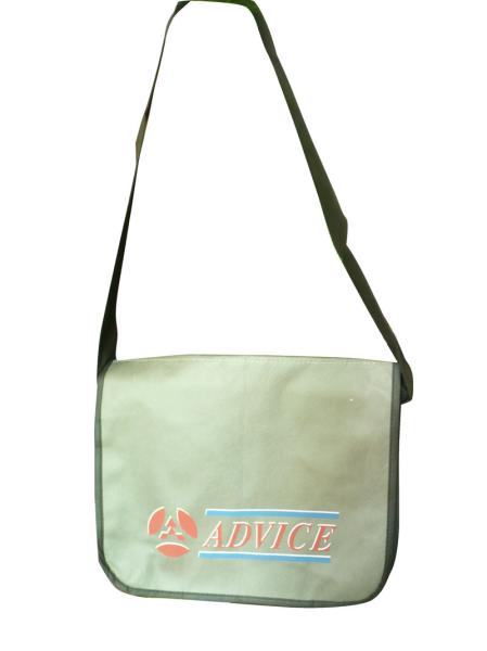 Buy cheap 90g classic grey and black strap round coner non woven carry bag from wholesalers
