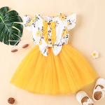 Summer Children'S Clothing Baby Girl Printed Sweet And Cute Flying Sleeve Dress