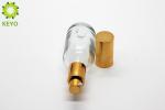 Clear Boston Round Pump Bottles , 30ml Glass Liquid Foundation Containers