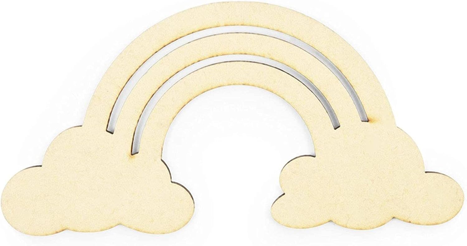 Unfinished Wood Cutouts for Crafts, Rainbow Clouds