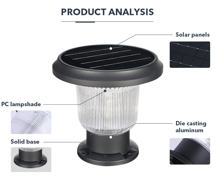 OEM ODM Solar Courtyard Light , Solar Led Pillar Lights Water Resistant