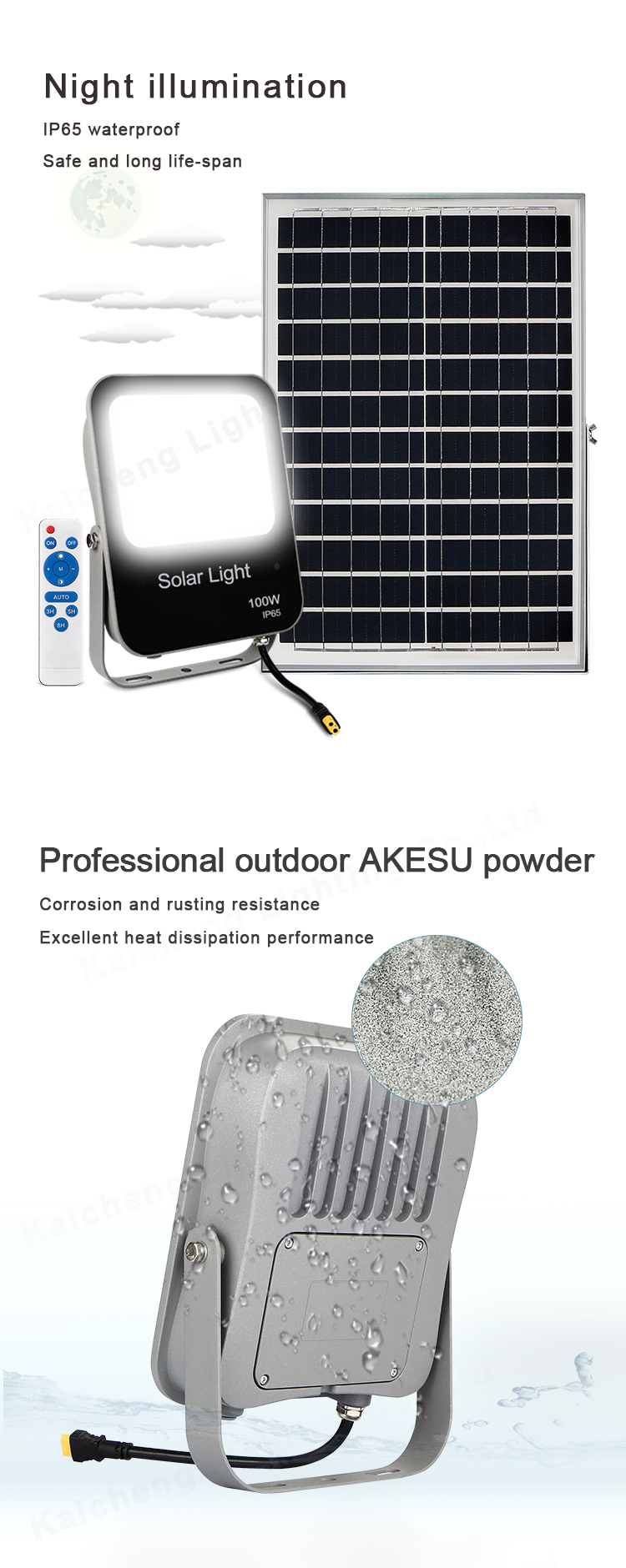 Aluminum Housing 150W Solar Outdoor Flood Lights High Brightness With Remote Control