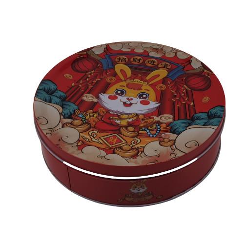 Holiday Seasonal Round Tin Containers Large Circular Gift Metal Tin Container
