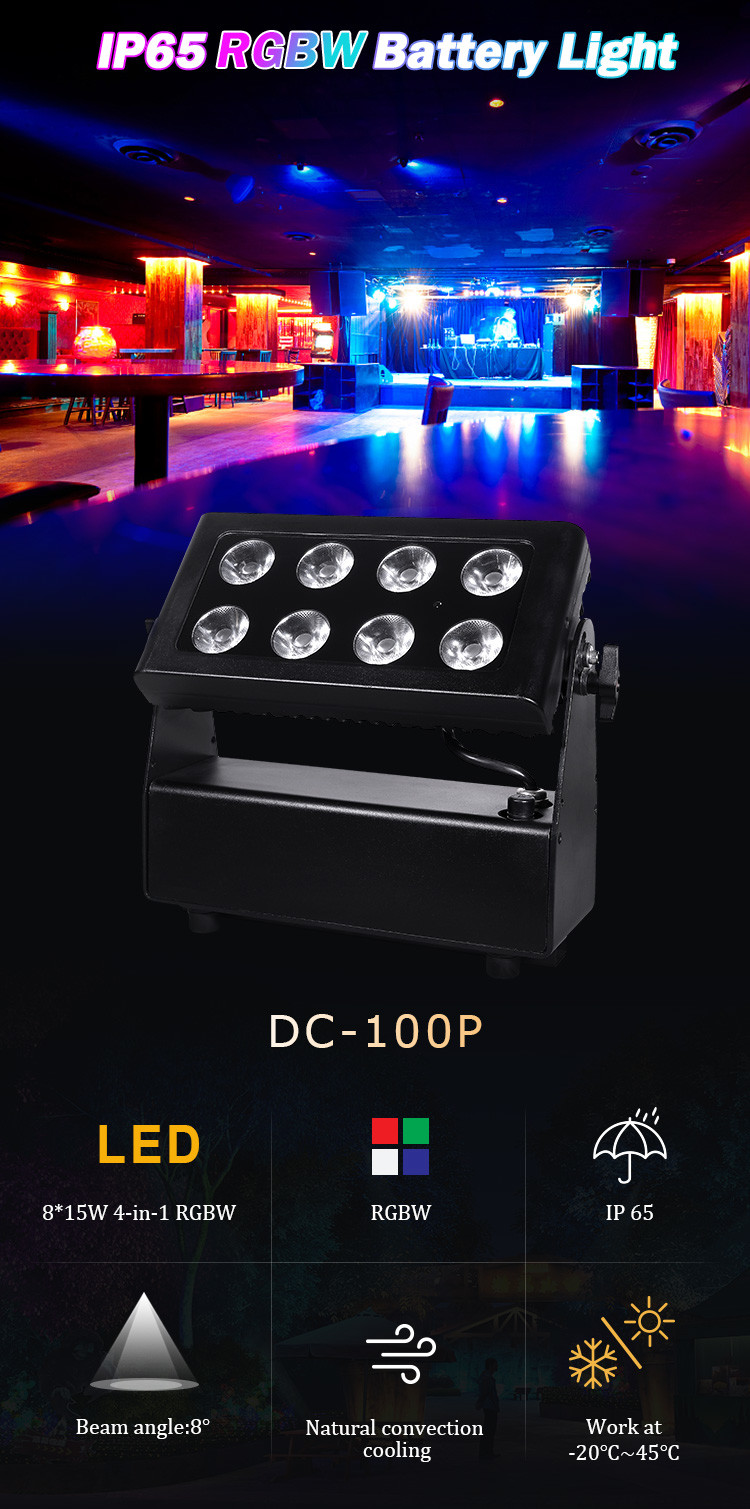 72W IP65 4 In 1 Stage Disco Effect Light Led Battery Flood Lighting