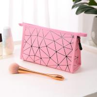 Buy cheap Pink Toiletry Zipper PU Leather Custom Printed Waterproof Cosmetic Bag product