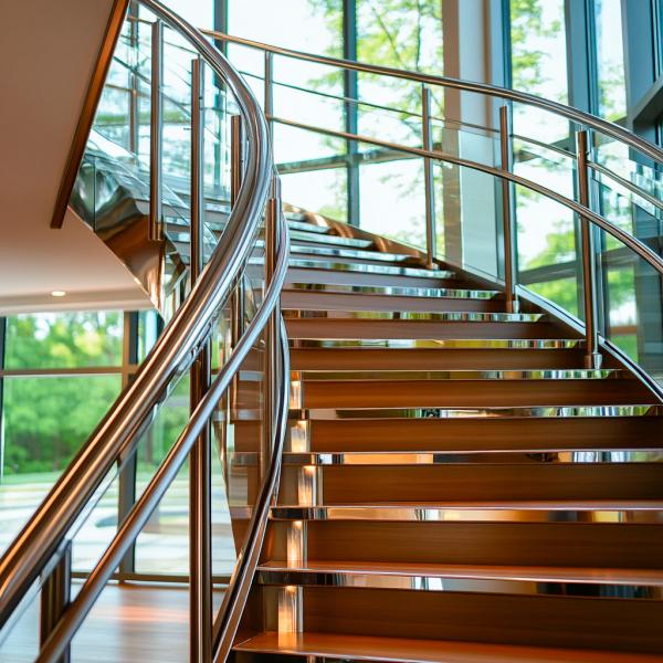 Buy cheap Stylish PVD Stainless Steel Handrails with 1200mm Height for Glass Staircases from wholesalers