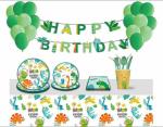 Party Decoration Paper Plate Set Dinosaur Theme Banner Cutlery Tableware Set