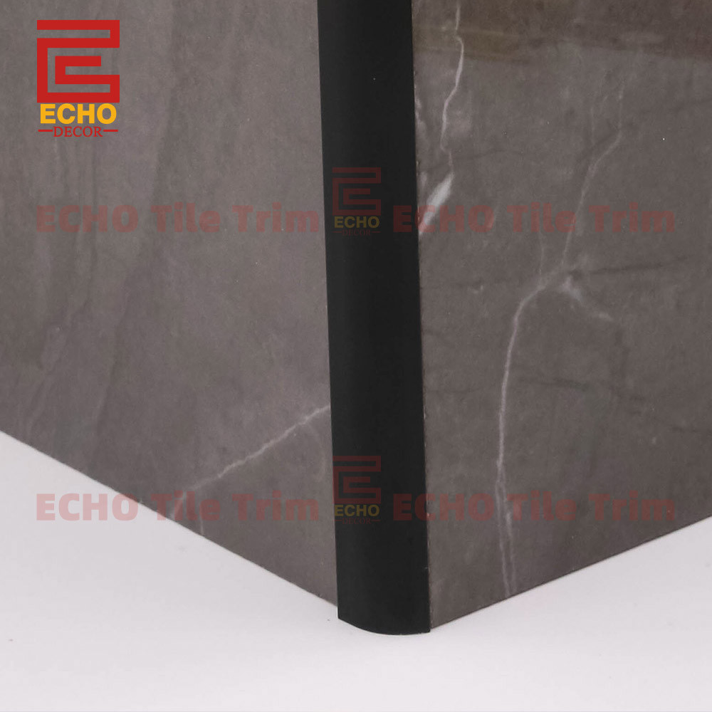 Bathroom Decorative Aluminum Tile Trim Round Black Tile Edge Trim