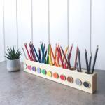 Montessori wood pencil holder crayon holder color sorting adult coloring wood