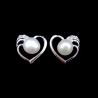 Buy cheap Custom Made 925 Sterling Silver Pearl Earrings Heart Shape White Gold Plated from wholesalers