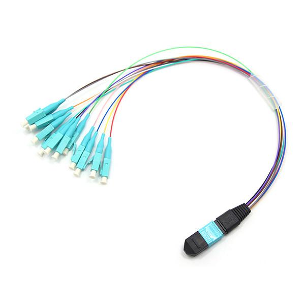 Buy cheap Male to LC/UPC Harness MPO Fanout Cable 12 Fibers OM3 50/125 10G Hytrel Jacket from wholesalers