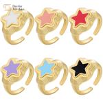 Star type Gold Plated Y2k Rings Colorful Enamel Open Women Jewelry