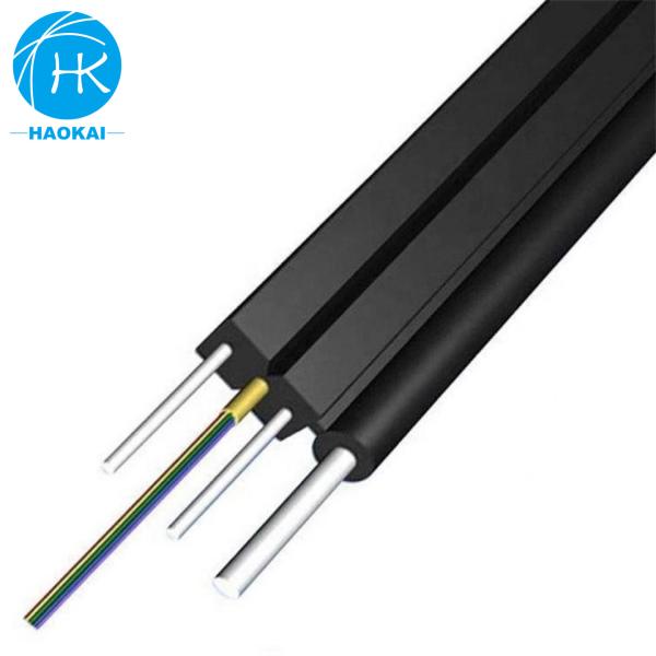 Buy cheap 2core 6core FTTH Drop Cable Flat Fiber Optic Cable With Aramid Central Tube Steel Wire from wholesalers