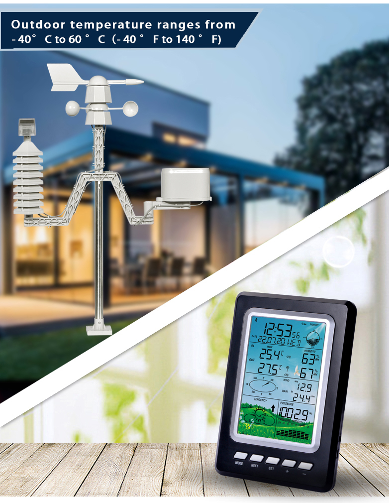 Indoor Color Display Wireless Weather Station With Outdoor Temperature And Humidity Sensor
