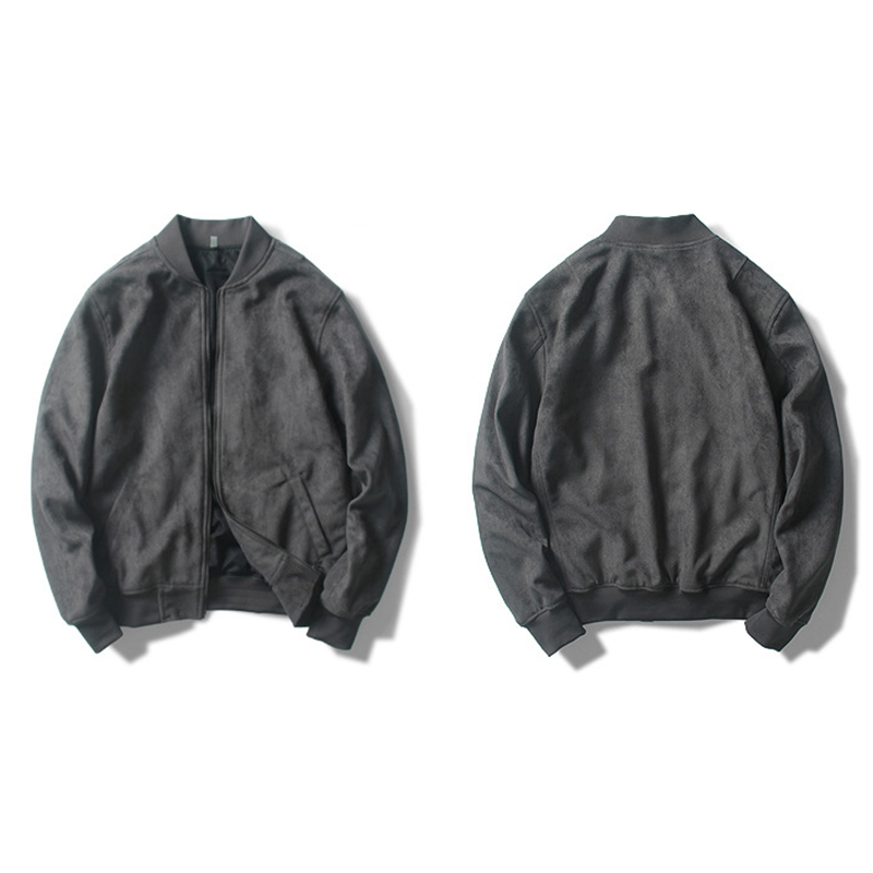 Oem Factory Manufacturer Custom Logo Causal Slim Fit Cotton Suede Leather Zip Up Bomber Jackets