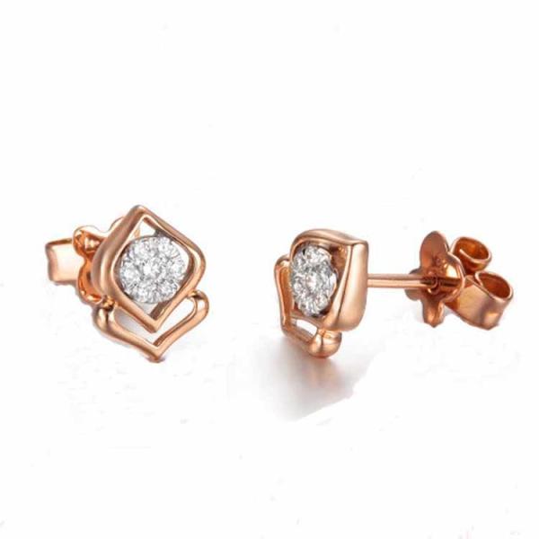 Buy cheap Trendy Women 18K Rose Gold and Diamonds Heart Shape Stud Earrings (GDE004) from wholesalers