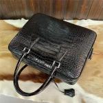 Authentic Crocodile Skin Key Lock Zipper Closure Businessmen Laptop Briefcase