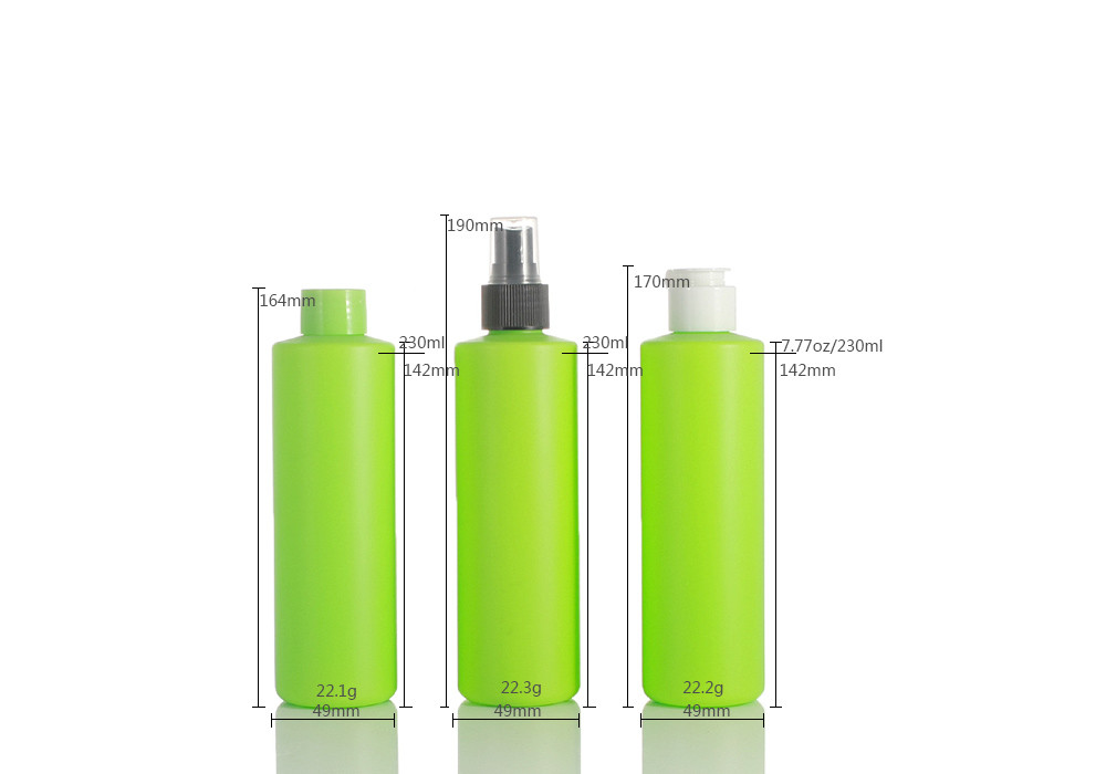 Green Cylindrical 230ml Detergent Liquid Bottle With Flip Cap