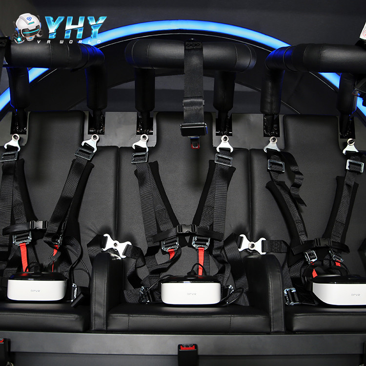 Three Players Full Motion VR Simulator Cockpit Super Rotation Roller Coaster Game