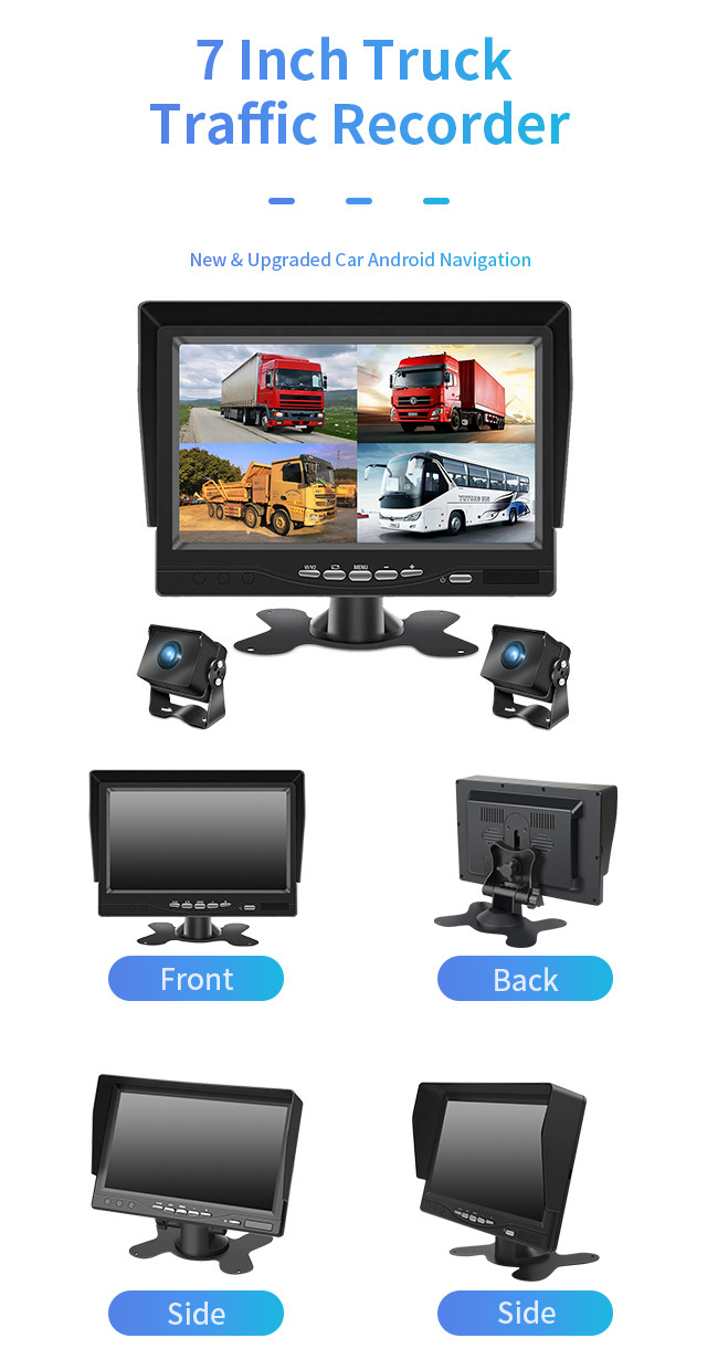 Full HD Car DVR Camera 7 Inch Dual Road Truck Traffic Front And Rear Video