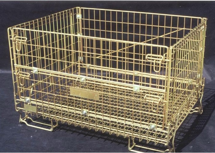 Square Hole Foldable Welded Wire Mesh Turnover Box For Warehouse / Workshop