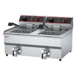 Double Tanks Electric Deep Fryer with Oil Valve and 60-200 Degree Temperature