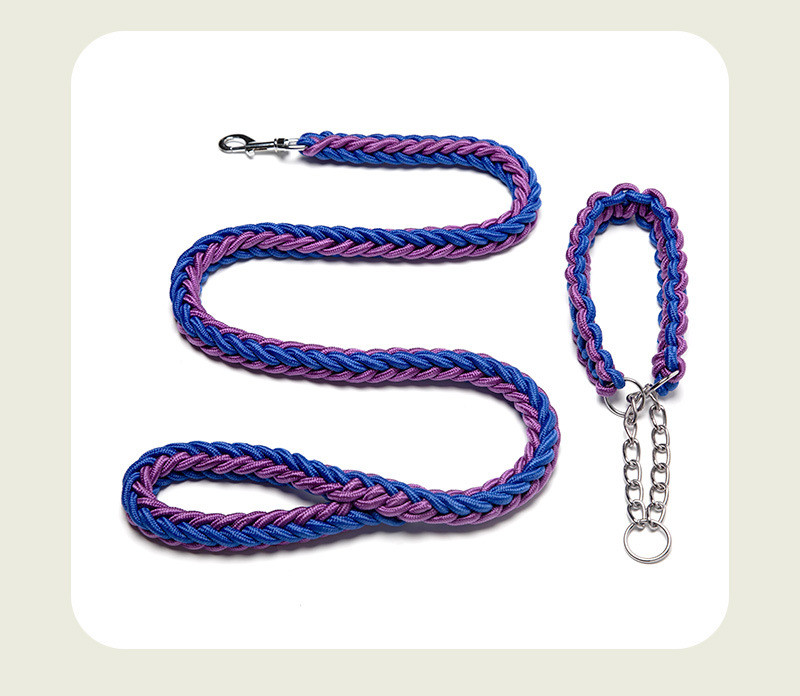 Pet Adjustable Collar Dog Anti Impact Eight Strand Nylon Braided Leash