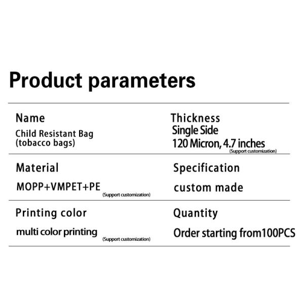 Customized Logo Color Printing Durable Smell-Proof Mylar Pouches with CR Zipper Locks