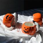 Household Ceramic Pumpkin Mug , Sustainable Halloween Ceramic Cups
